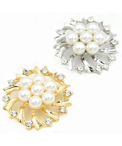 Brooch Pin Woman Fashion Faux Pearl Rhinestone Inlaid Flower Cardigan Shawl Clip Golden Golden $3.04 Brooches & Pins