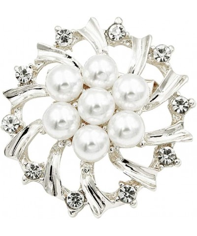 Brooch Pin Woman Fashion Faux Pearl Rhinestone Inlaid Flower Cardigan Shawl Clip Golden Golden $3.04 Brooches & Pins