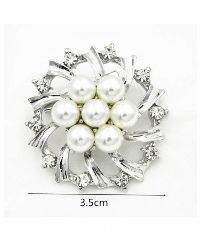 Brooch Pin Woman Fashion Faux Pearl Rhinestone Inlaid Flower Cardigan Shawl Clip Golden Golden $3.04 Brooches & Pins