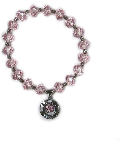 Spinner Charm Ruby Faceted Rondelle Crystal Beads Stretch Bracelet in Bag_Pup07-07 Baby Pink $6.59 Bracelets