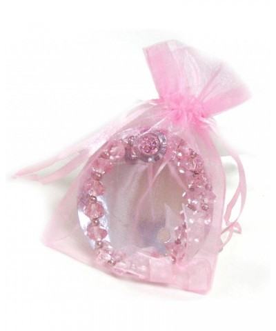 Spinner Charm Ruby Faceted Rondelle Crystal Beads Stretch Bracelet in Bag_Pup07-07 Baby Pink $6.59 Bracelets