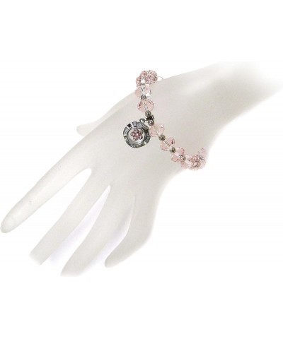 Spinner Charm Ruby Faceted Rondelle Crystal Beads Stretch Bracelet in Bag_Pup07-07 Baby Pink $6.59 Bracelets