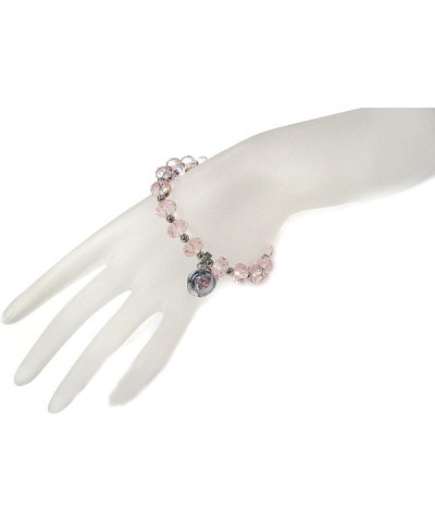 Spinner Charm Ruby Faceted Rondelle Crystal Beads Stretch Bracelet in Bag_Pup07-07 Baby Pink $6.59 Bracelets