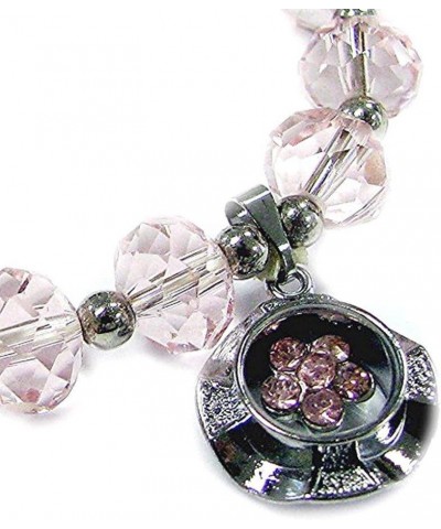 Spinner Charm Ruby Faceted Rondelle Crystal Beads Stretch Bracelet in Bag_Pup07-07 Baby Pink $6.59 Bracelets