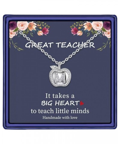 Teacher Gifts for Women Necklace, White Gold Plated Dainty Apple Necklace for Teacher Christmas Gifts Best Teacher Necklace J...