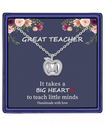 Teacher Gifts for Women Necklace, White Gold Plated Dainty Apple Necklace for Teacher Christmas Gifts Best Teacher Necklace J...