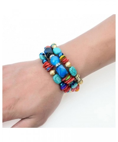 Boho Multilayer Irregular Agate Beads Charm Bracelets Handmade Multi-color Cryston Stone Turquoise Wrap Bracelets for Women G...