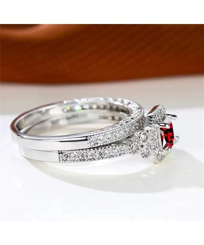 Rings for Women Creative Combination Moissanite Cubic Zirconia Two-in-One Wedding Engagement Ring Sets silver5 9 $4.63 Rings