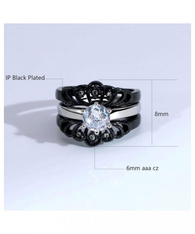 Couple Rings Black Matching Rings Crown Ring Women Wedding Ring Sets for Him and Her Black women size8 & men size10 $17.84 Br...