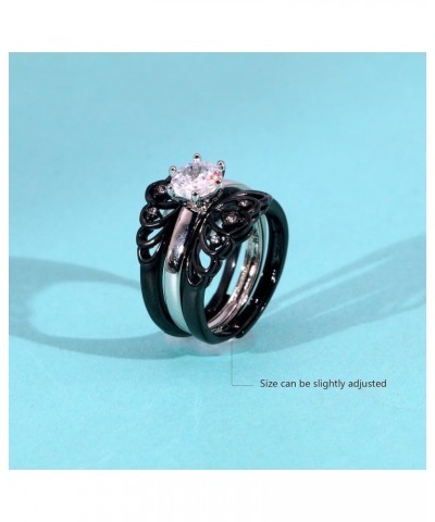 Couple Rings Black Matching Rings Crown Ring Women Wedding Ring Sets for Him and Her Black women size8 & men size10 $17.84 Br...