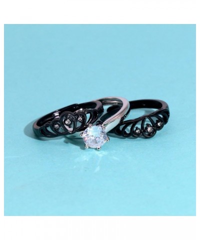 Couple Rings Black Matching Rings Crown Ring Women Wedding Ring Sets for Him and Her Black women size8 & men size10 $17.84 Br...