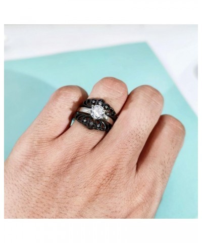 Couple Rings Black Matching Rings Crown Ring Women Wedding Ring Sets for Him and Her Black women size8 & men size10 $17.84 Br...