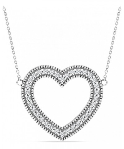 925 Sterling Silver Love Heart Pendant Necklace for Women Teens Zirconia Heart $23.19 Necklaces