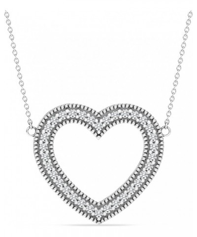 925 Sterling Silver Love Heart Pendant Necklace for Women Teens Zirconia Heart $23.19 Necklaces