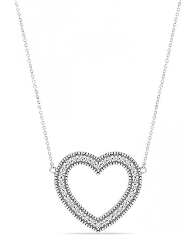 925 Sterling Silver Love Heart Pendant Necklace for Women Teens Zirconia Heart $23.19 Necklaces