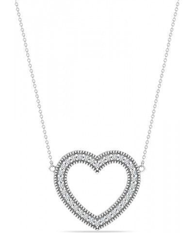 925 Sterling Silver Love Heart Pendant Necklace for Women Teens Zirconia Heart $23.19 Necklaces