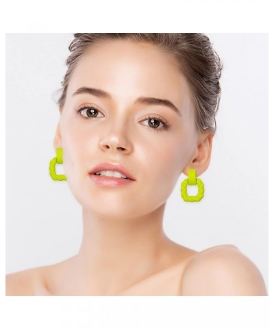 Unique Rectangle Earrings for Women Girl orange Acrylic Square Earrings Twisted Geometric Statement Earrings Light Green $4.3...