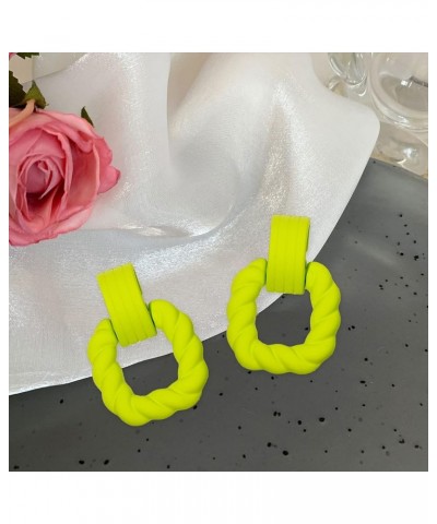 Unique Rectangle Earrings for Women Girl orange Acrylic Square Earrings Twisted Geometric Statement Earrings Light Green $4.3...