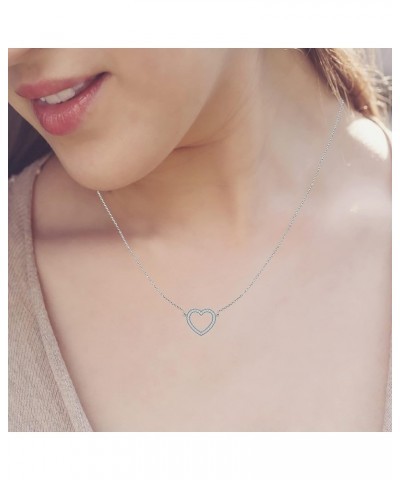 925 Sterling Silver Love Heart Pendant Necklace for Women Teens Zirconia Heart $23.19 Necklaces