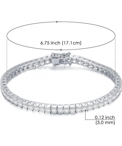 Tennis Bracelet for Women, Sterling Silver 925 CZ Tennis Bracelet,Cubic Zirconia Diamond Bracelet with Tongue Clasp Jewelry (...