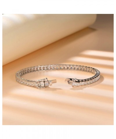 Tennis Bracelet for Women, Sterling Silver 925 CZ Tennis Bracelet,Cubic Zirconia Diamond Bracelet with Tongue Clasp Jewelry (...