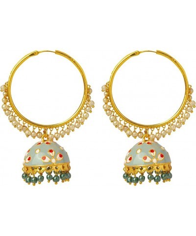 Traditional Indian Handcrafted Gold Plated Designer Traditional Ethnic Meenakari Kundan Jhumka bali Earrings Women Grey $11.2...