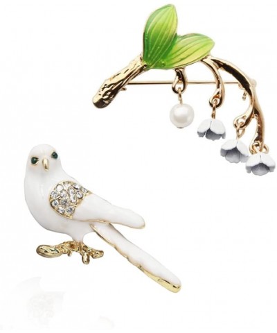 2 pcs Women Fashion Sweet and Lovely Lily of The Valley Brooch + Fashion white pigeon enamel brooch $7.38 Brooches & Pins