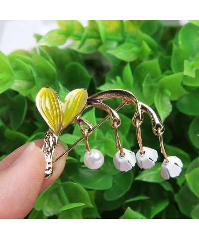 2 pcs Women Fashion Sweet and Lovely Lily of The Valley Brooch + Fashion white pigeon enamel brooch $7.38 Brooches & Pins