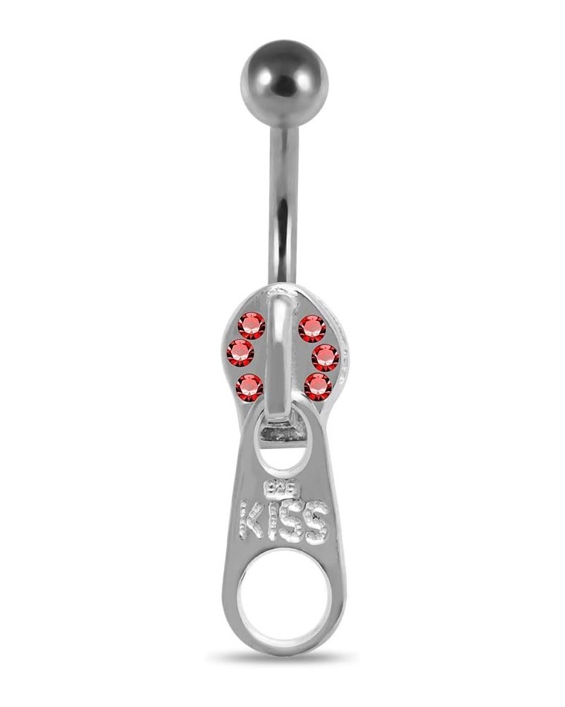 Dangling Zipper Sterling Silver 316L Surgical Steel Banana Belly Ring Red $12.31 Body Jewelry