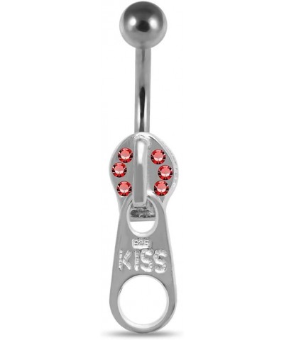 Dangling Zipper Sterling Silver 316L Surgical Steel Banana Belly Ring Red $12.31 Body Jewelry