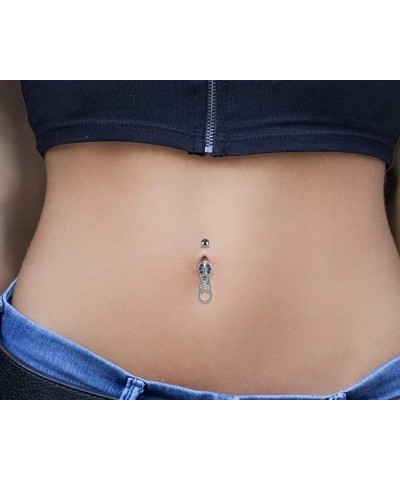 Dangling Zipper Sterling Silver 316L Surgical Steel Banana Belly Ring Red $12.31 Body Jewelry