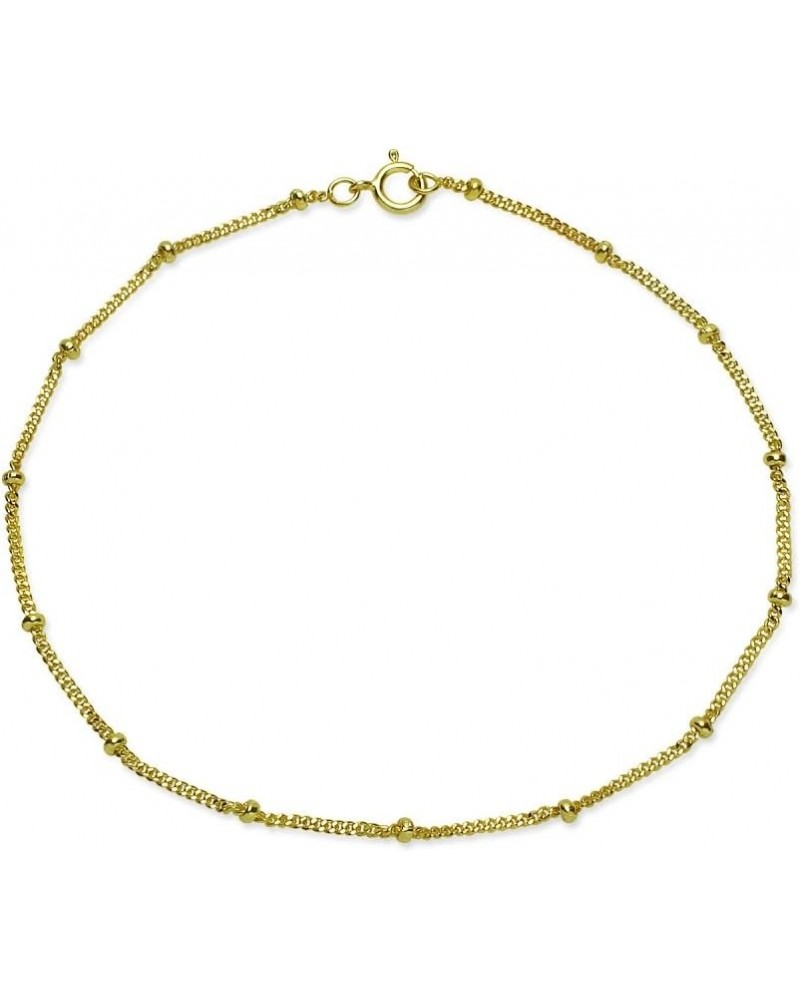 Sterling Silver 2mm Bead Station Cable Chain Bracelet, 7,8 Inches 8 Inches yellow-gold-flashed-silver $6.75 Bracelets