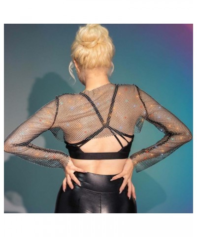 Mesh Body Chian Crystal Fishnet Crop Top Sparkly Hollow Rave Party Cover Up for Women and Girls $14.15 Body Jewelry