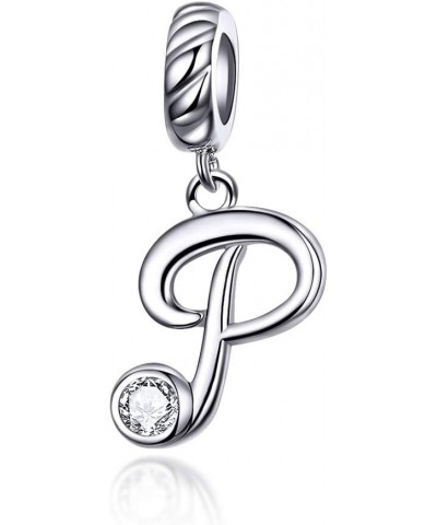 Letter Charm 925 Sterling Silver with Cubic Stones Initial A~Z Gift Options Alphabet Charm Dangle Charm fit Personalized Gift...