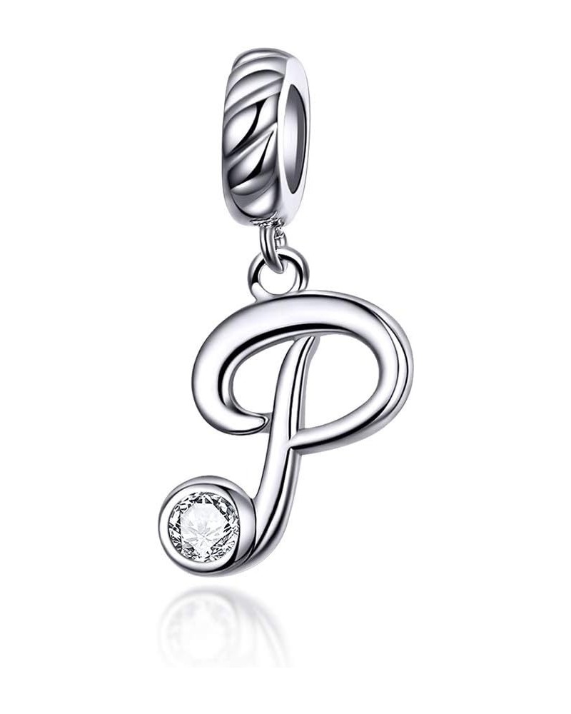 Letter Charm 925 Sterling Silver with Cubic Stones Initial A~Z Gift Options Alphabet Charm Dangle Charm fit Personalized Gift...