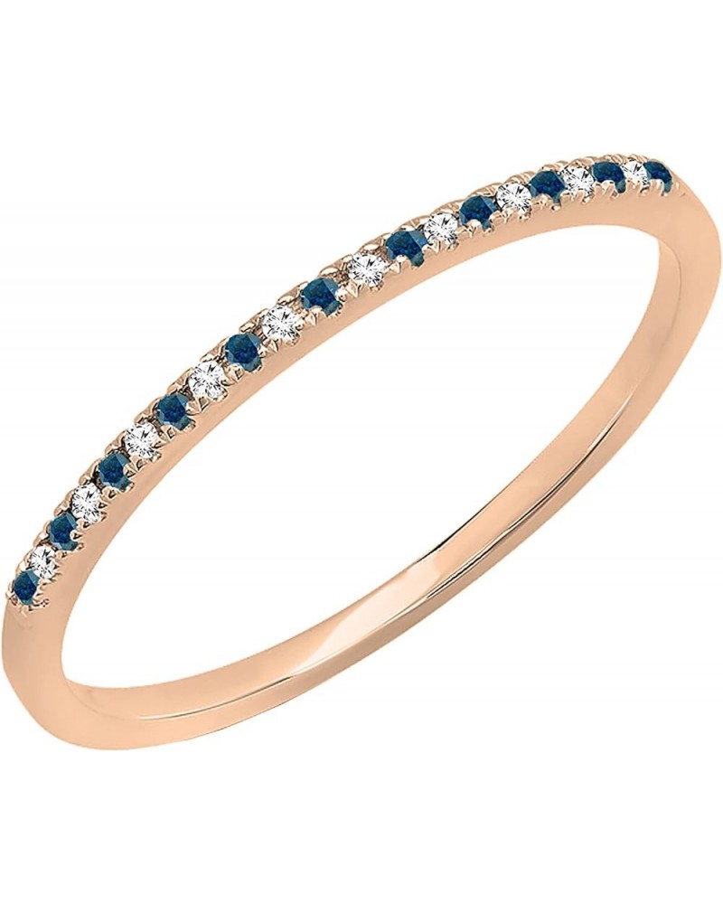 0.08 Carat (ctw) Alternate Round Blue & White Diamond Dainty Stackable Wedding Band for Her in 10K Gold 6 Rose Gold $79.25 Br...