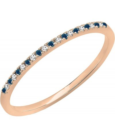 0.08 Carat (ctw) Alternate Round Blue & White Diamond Dainty Stackable Wedding Band for Her in 10K Gold 6 Rose Gold $79.25 Br...