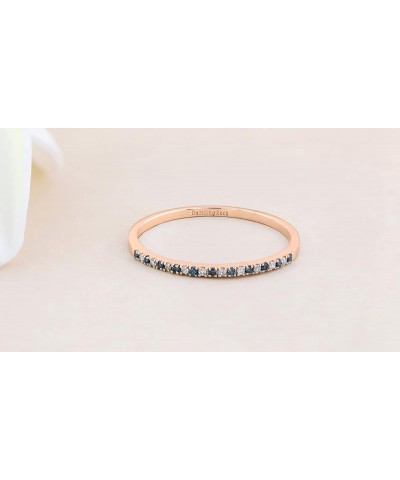 0.08 Carat (ctw) Alternate Round Blue & White Diamond Dainty Stackable Wedding Band for Her in 10K Gold 6 Rose Gold $79.25 Br...