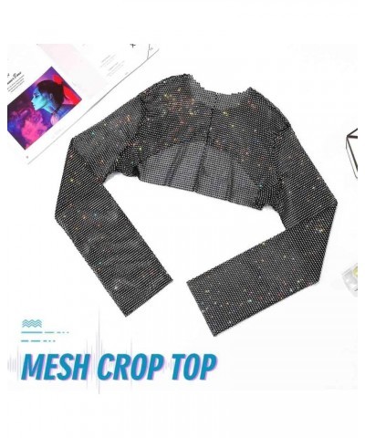 Mesh Body Chian Crystal Fishnet Crop Top Sparkly Hollow Rave Party Cover Up for Women and Girls $14.15 Body Jewelry