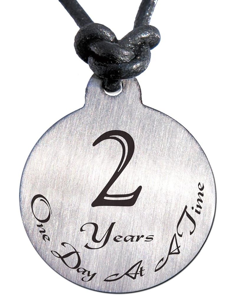 2 Year Sobriety Anniversary Medallion Leather Necklace for Sober Birthday, AA Alcoholics Anonymous, NA Narcotics Anonymous 21...