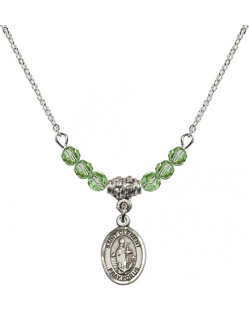 August Birth Month Bead Necklace with Catholic Patron Saint Petite Charm, 18 Inch Saint Clement $33.24 Necklaces