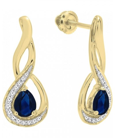 5X4 MM Each Pear Gemstone & Round Diamond Ladies Infinity Teardrop Earrings, Available In 10K/14K/18K Gold Blue Sapphire in 1...