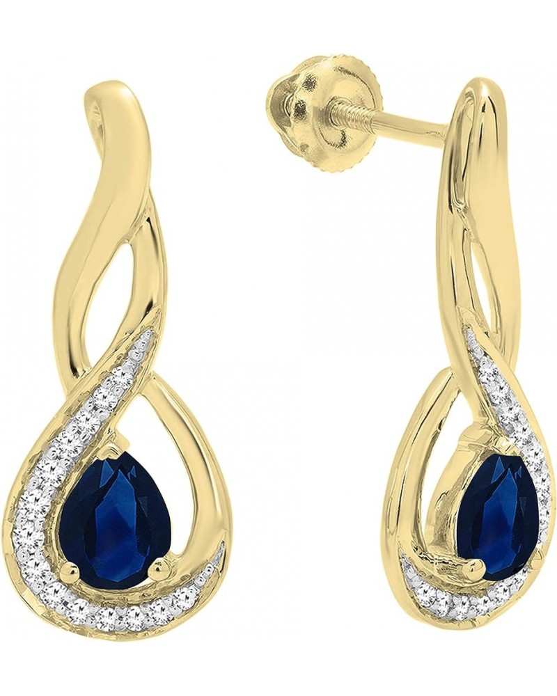 5X4 MM Each Pear Gemstone & Round Diamond Ladies Infinity Teardrop Earrings, Available In 10K/14K/18K Gold Blue Sapphire in 1...