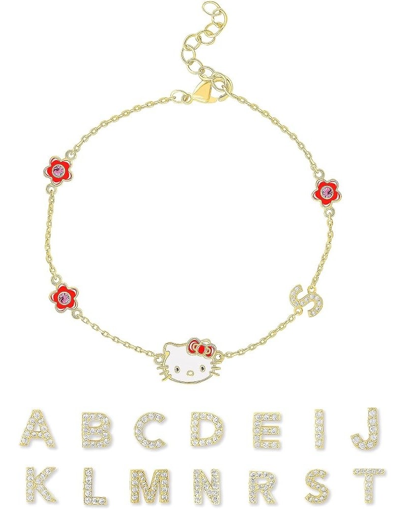 Sanrio Womens Initial Bracelet 6.5" + 1"- Official License 18k Flash Plated Cubic Zirconia Letter Bracelet Letter S $22.94 Br...