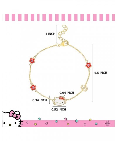 Sanrio Womens Initial Bracelet 6.5" + 1"- Official License 18k Flash Plated Cubic Zirconia Letter Bracelet Letter S $22.94 Br...