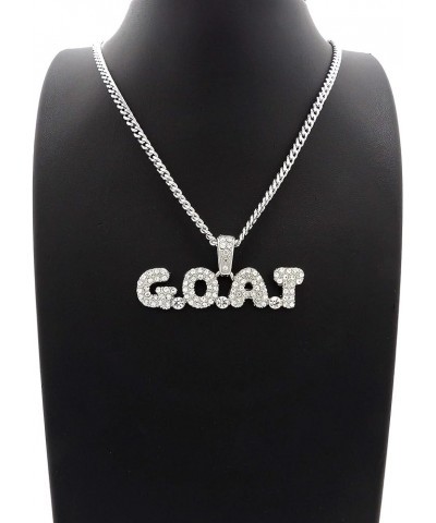 Hip Hop G.O.A.T Pendant 20, 24 inches Various Chain Necklace in Gold, Silver Tone Silver / 3mm 20" Cuban Chain $9.84 Necklaces