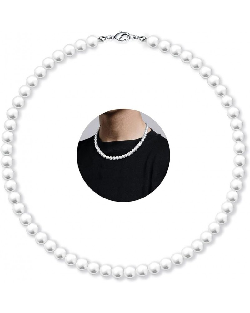 Pearl Necklace for Men, 16''-20'' Pearl Necklaces for Women, 6mm White Pearl Choker Necklace Trendy Jewelry Gifts for Women M...