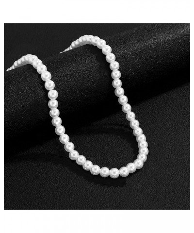 Pearl Necklace for Men, 16''-20'' Pearl Necklaces for Women, 6mm White Pearl Choker Necklace Trendy Jewelry Gifts for Women M...