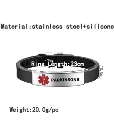 Medical Alert Bracelets for Women Adjustable Stainless Steel Silicone Emergency Awareness Medical ID Bracelet Wristband Seizu...