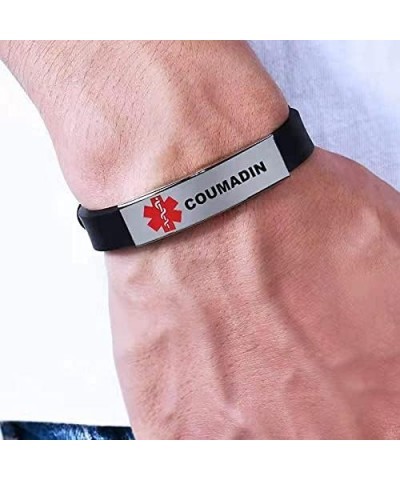 Medical Alert Bracelets for Women Adjustable Stainless Steel Silicone Emergency Awareness Medical ID Bracelet Wristband Seizu...